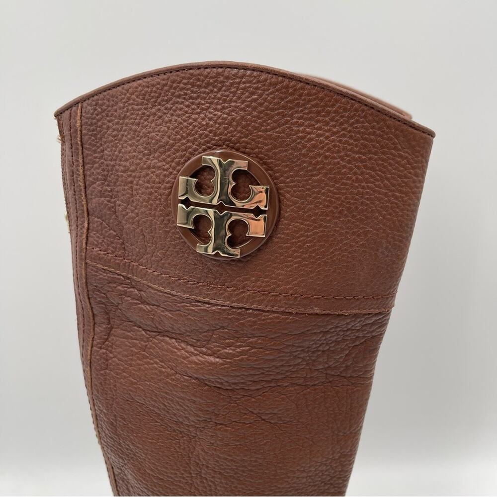 NEW TORY BURCH Boots Claire Tumbled Leather Tall Riding Boot Brown Zipper SZ 5 - Picture 8 of 15